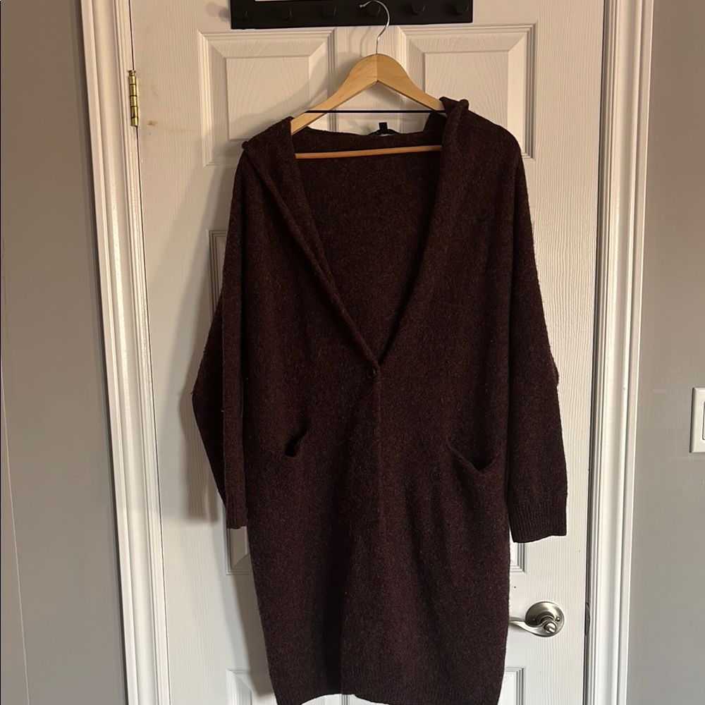 UNIQLI MAROON 100% WOOL Hooded Cardigan